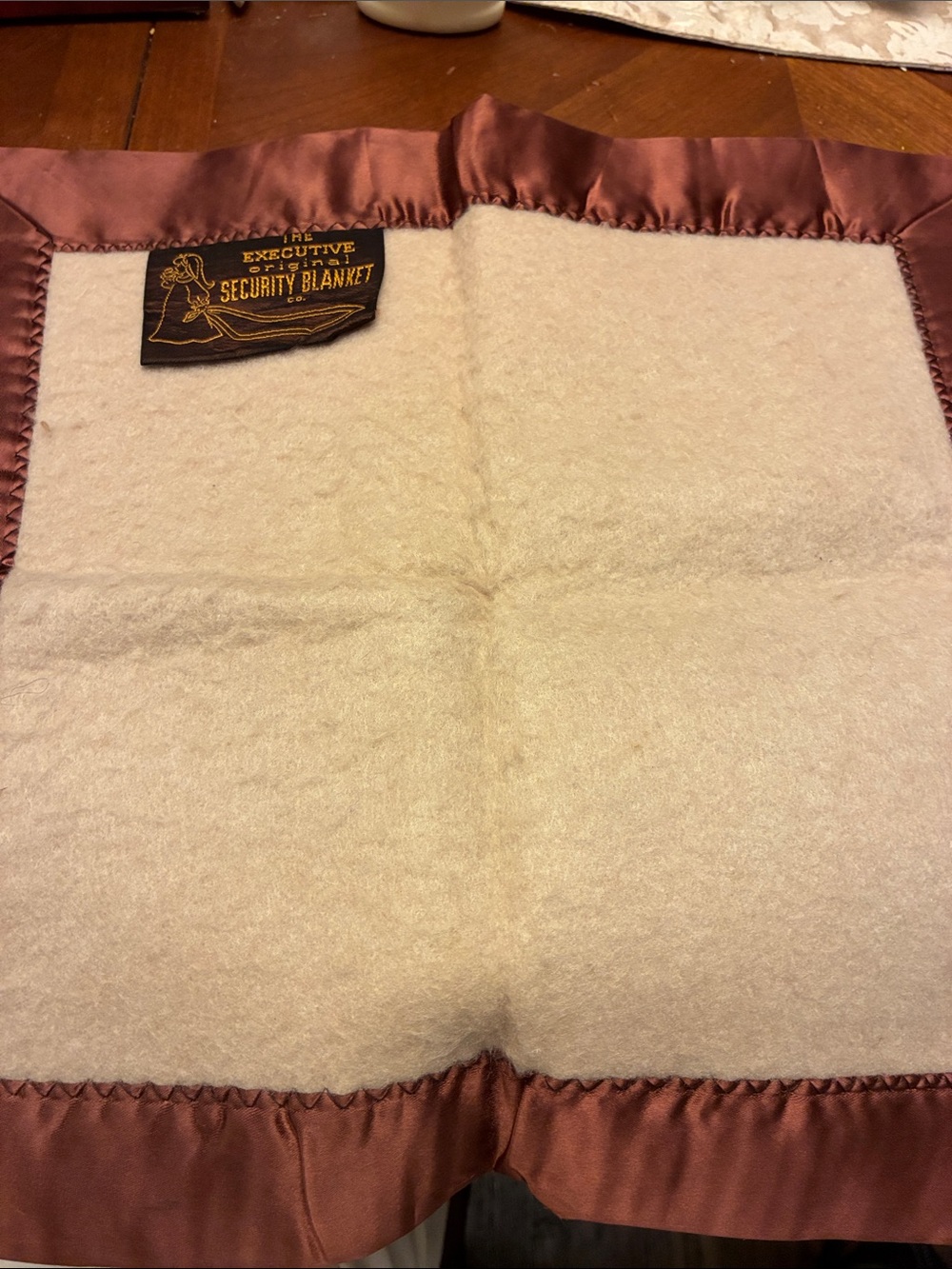 Security Blanket Executive Comfort Satin-Trim Baby Blanket in Cream and Brown
